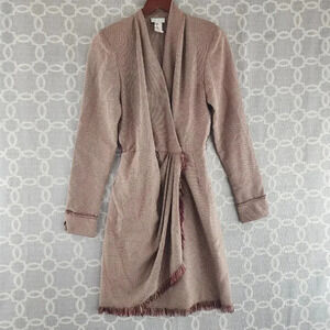 Vintage EXPO Made in U.S.A Wrap Long Sleeve Fringe Hem Pattern Dress 8